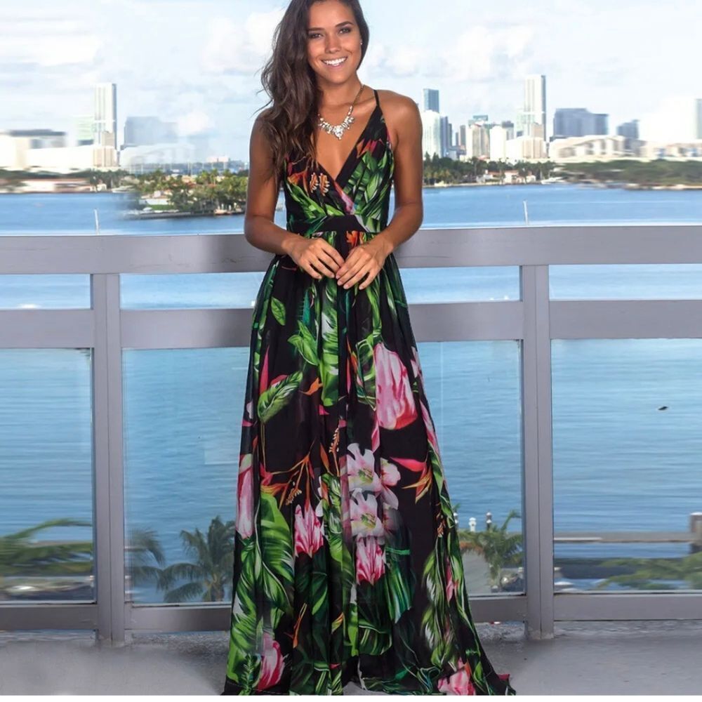 Women Ladies Boho Floral Maxi Dress Cocktail Party Evening Summer Beach Sundress